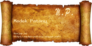 Medek Patony névjegykártya